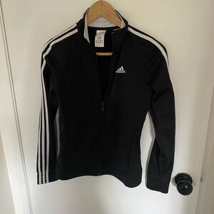 Adidas Women's Black Bomber Jacket with White Stripes